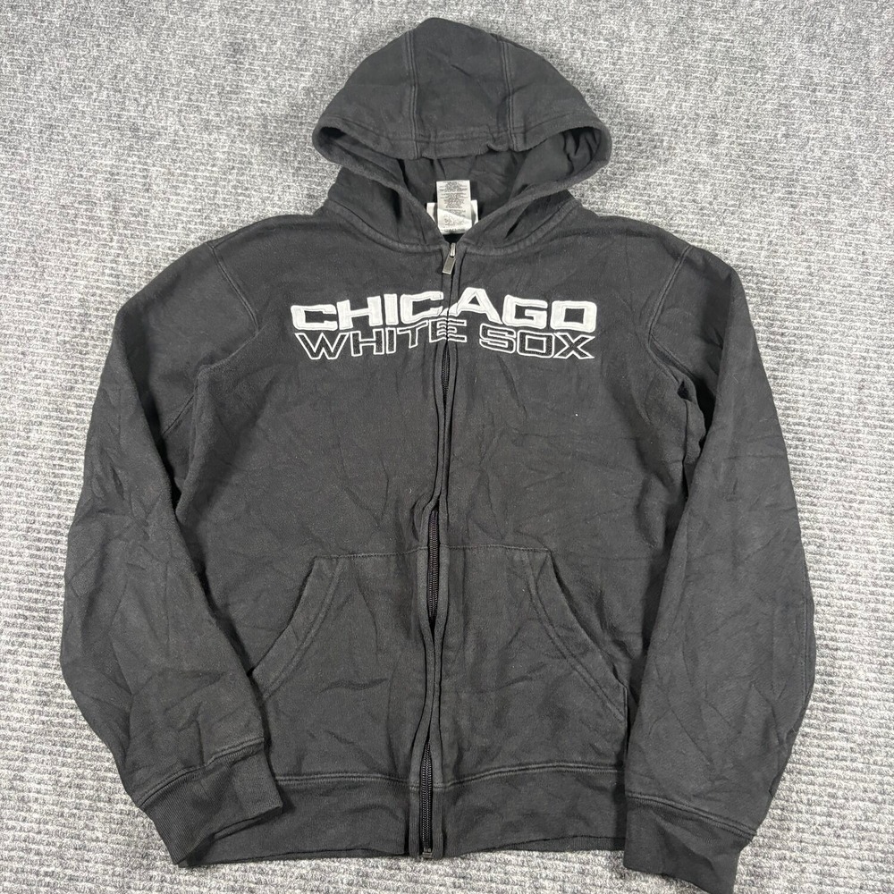 MLB Chicago White Sox Zip Hoodie Youth L Black Excellent Full Zip Graphic